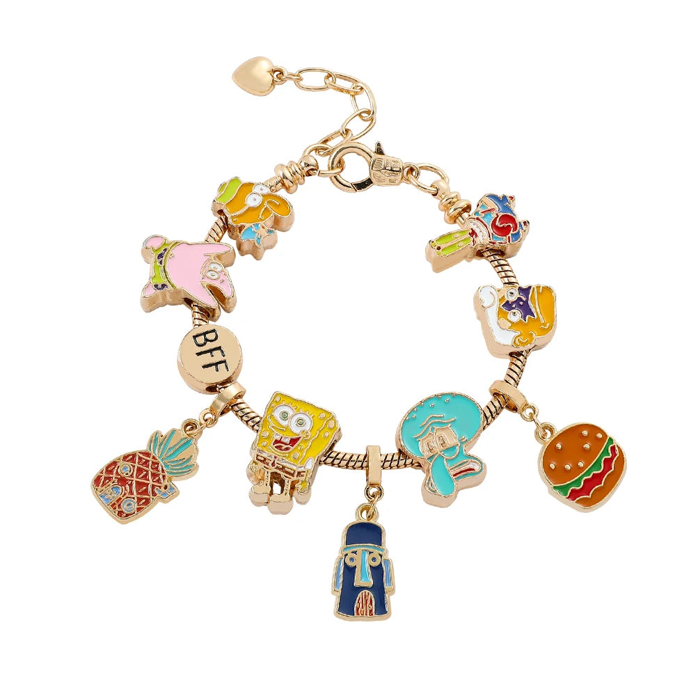 SpongeBob SquarePants Charm Bracelet  – Featuring Squidward Tentacles & Patrick Star BFF Charms