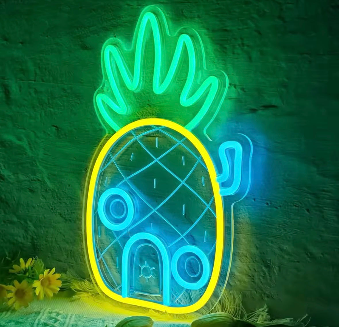 Underwater Pineapple Neon LED Wall Light – Dimmable Ocean Theme Decor for Kids' Rooms & Parties