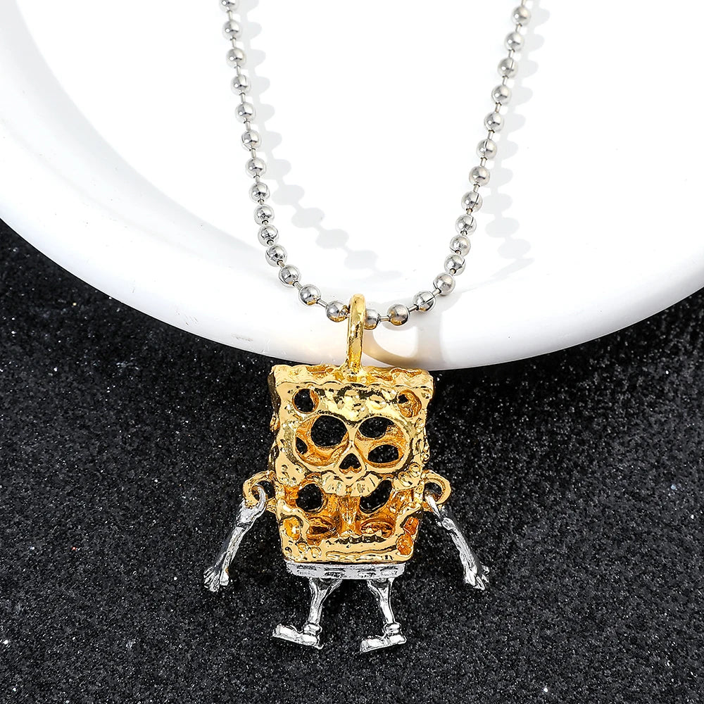 Cute SpongeBob SquarePants Skull Pendant Necklace – Trendy spongebob Jewelry for Men & Women