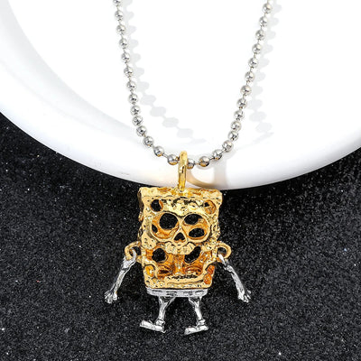 Cute SpongeBob SquarePants Skull Pendant Necklace – Trendy spongebob Jewelry for Men & Women