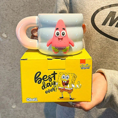 320ml SpongeBob SquarePants Ceramic Mug – Cute Cartoon Coffee Cup for Couples, Breakfast, or Holiday Gifts