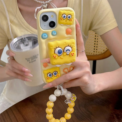 Adorable 3D SpongeBob & Patrick Silicone Phone Case for iPhone