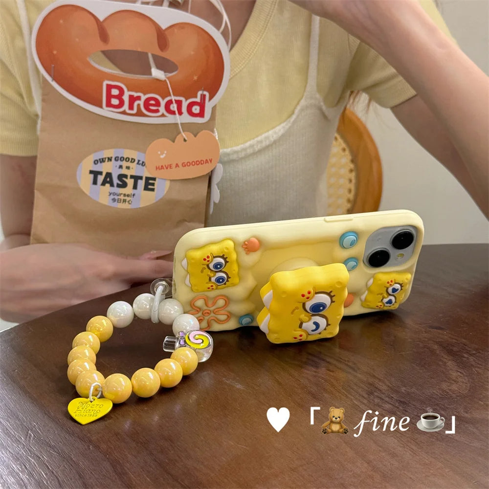 Adorable 3D SpongeBob & Patrick Silicone Phone Case for iPhone