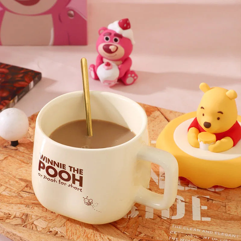 Disney Winnie The Pooh & Lotso Ceramic Mug with Spoon – Cartoon Gift Box Coffee Cup – Perfect Friend's Birthday Present