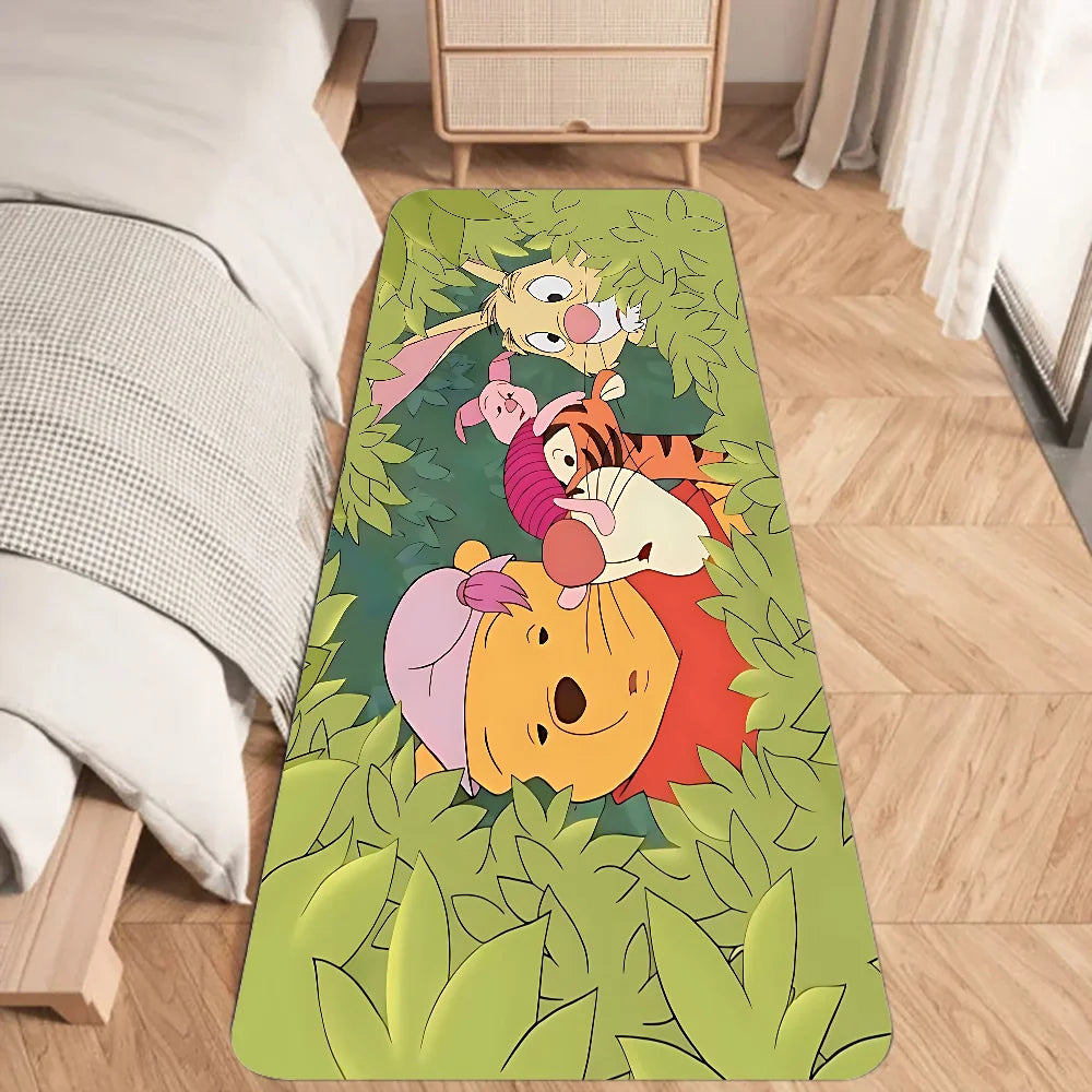 Cute Winnie the Pooh Flannel Doormat – Graphic Printed Floor Mat for Bathroom, Kitchen, and Home Entrance Decor