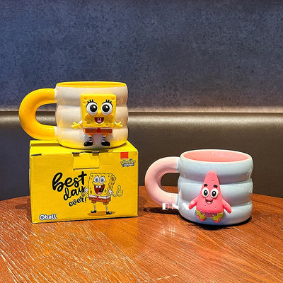 320ml SpongeBob SquarePants Ceramic Mug – Cute Cartoon Coffee Cup for Couples, Breakfast, or Holiday Gifts