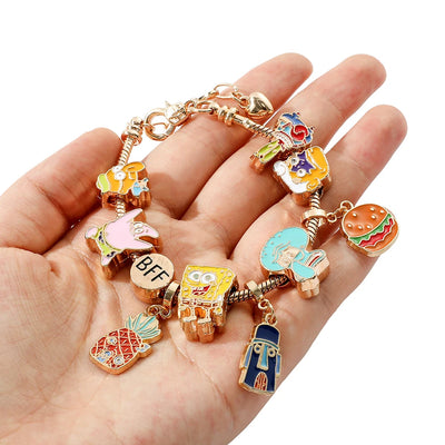 SpongeBob SquarePants Charm Bracelet  – Featuring Squidward Tentacles & Patrick Star BFF Charms