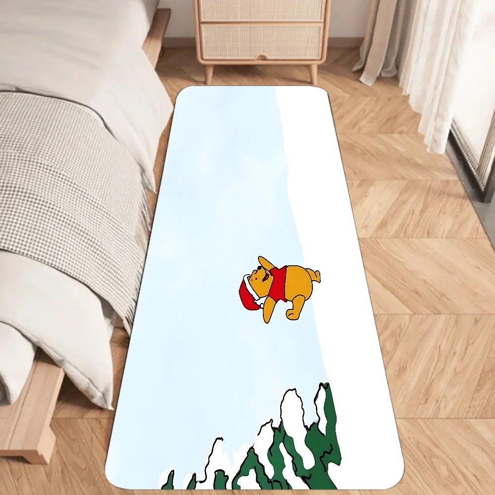 Cute Winnie the Pooh Flannel Doormat – Graphic Printed Floor Mat for Bathroom, Kitchen, and Home Entrance Decor