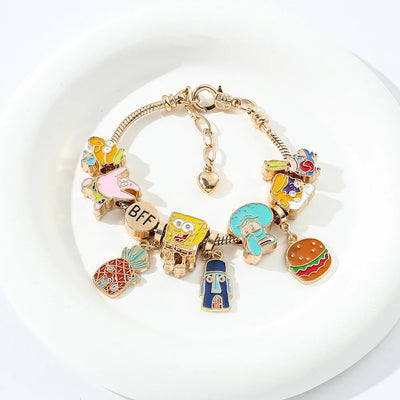 SpongeBob SquarePants Charm Bracelet  – Featuring Squidward Tentacles & Patrick Star BFF Charms