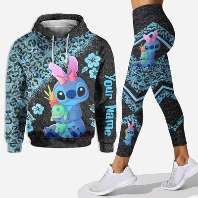 2025 3D Printed Stitch Hoodie & Yoga Pants Set – Disney-Inspired Women's Fashion Sportswear