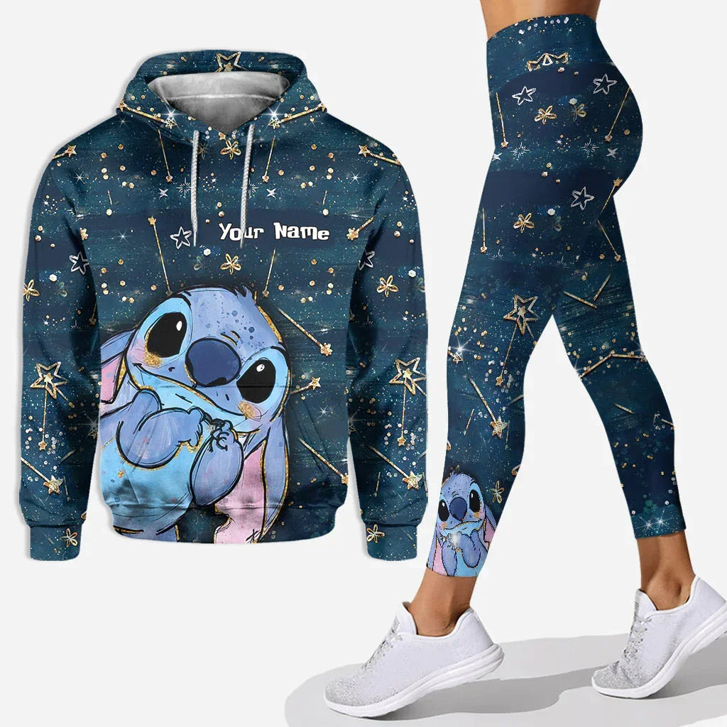 2025 3D Printed Stitch Hoodie & Yoga Pants Set – Disney-Inspired Women's Fashion Sportswear