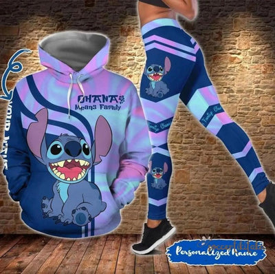 2025 3D Printed Stitch Hoodie & Yoga Pants Set – Disney-Inspired Women's Fashion Sportswear