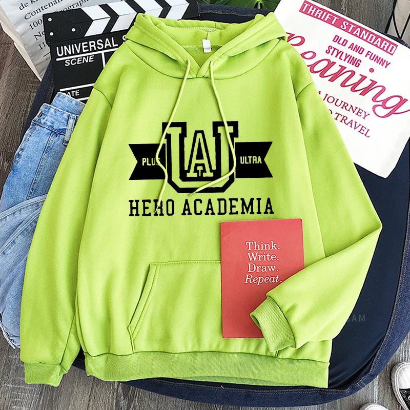 My Hero Academia UA Hoodie – Casual Streetwear Sweatshirt with Kangaroo Pocket & Drawstring