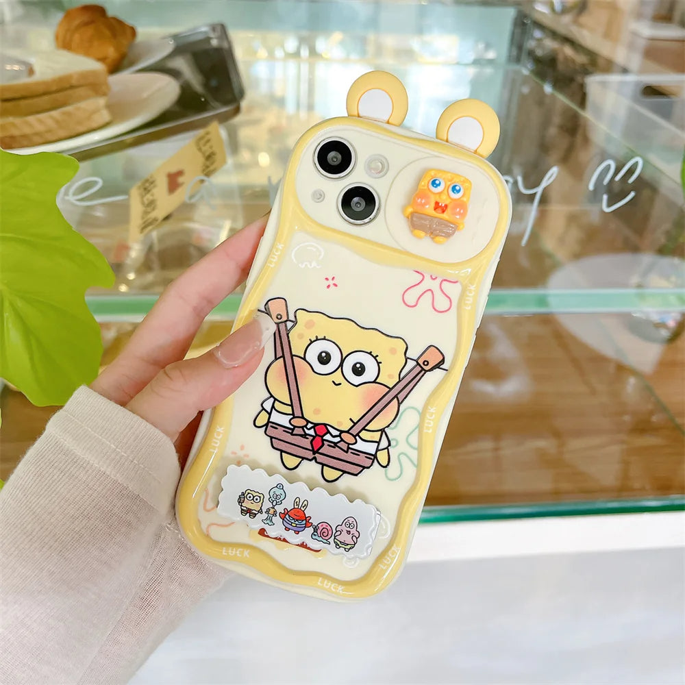 Adorable 3D SpongeBob & Patrick Silicone Phone Case for iPhone