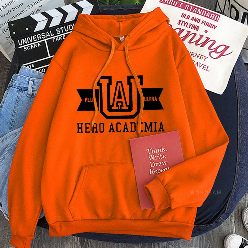 My Hero Academia UA Hoodie – Casual Streetwear Sweatshirt with Kangaroo Pocket & Drawstring