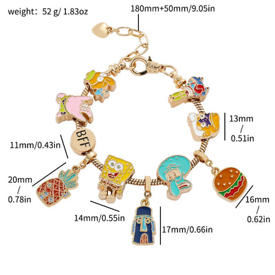 SpongeBob SquarePants Charm Bracelet  – Featuring Squidward Tentacles & Patrick Star BFF Charms