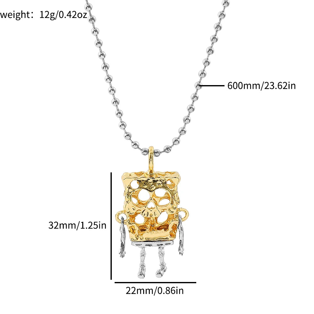 Cute SpongeBob SquarePants Skull Pendant Necklace – Trendy spongebob Jewelry for Men & Women