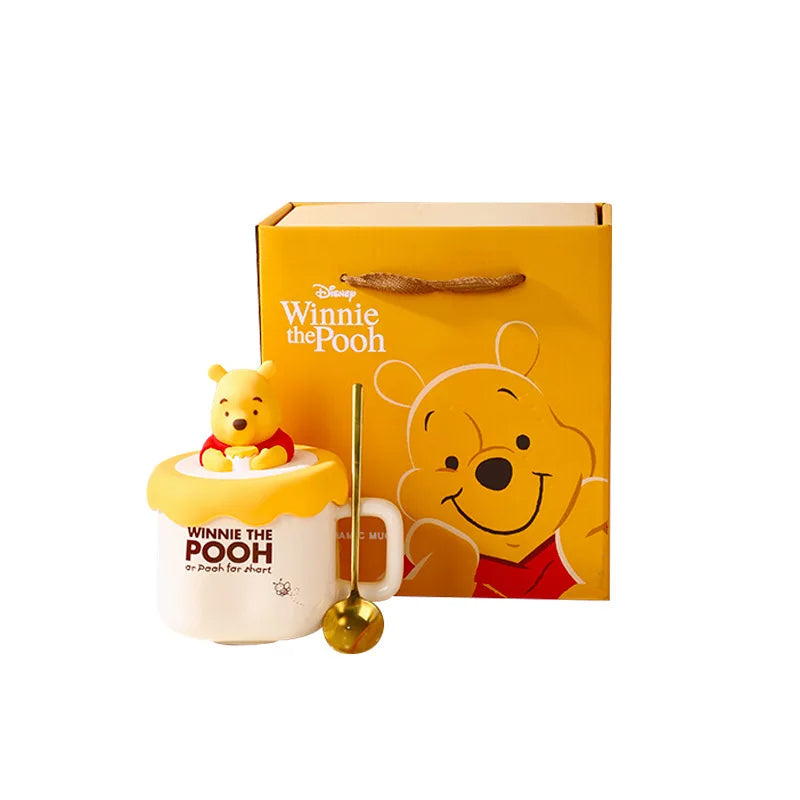 Disney Winnie The Pooh & Lotso Ceramic Mug with Spoon – Cartoon Gift Box Coffee Cup – Perfect Friend's Birthday Present