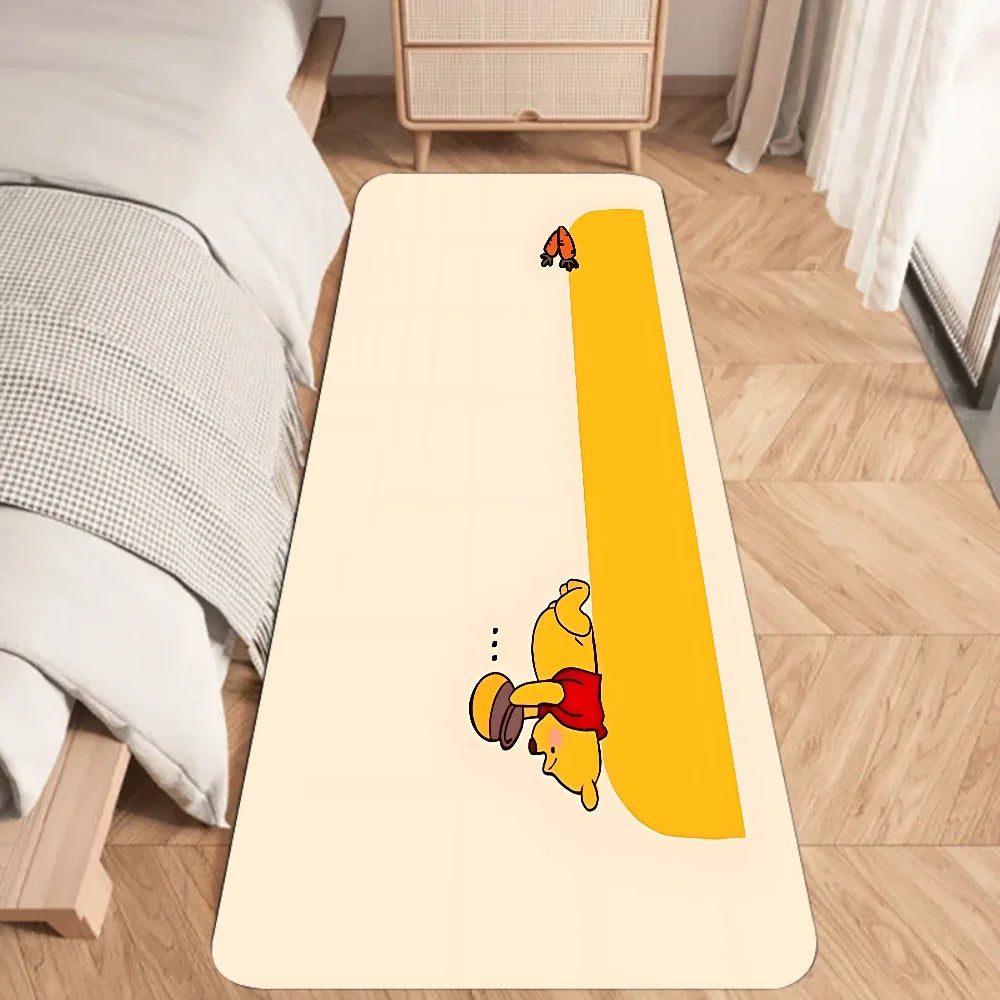 Cute Winnie the Pooh Flannel Doormat – Graphic Printed Floor Mat for Bathroom, Kitchen, and Home Entrance Decor