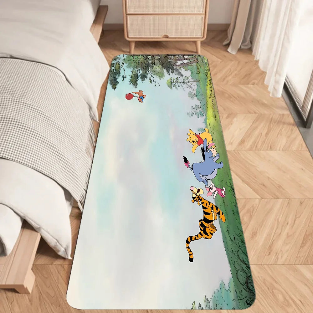 Cute Winnie the Pooh Flannel Doormat – Graphic Printed Floor Mat for Bathroom, Kitchen, and Home Entrance Decor