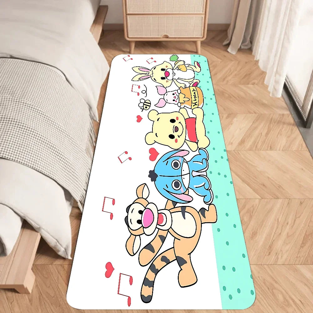 Cute Winnie the Pooh Flannel Doormat – Graphic Printed Floor Mat for Bathroom, Kitchen, and Home Entrance Decor