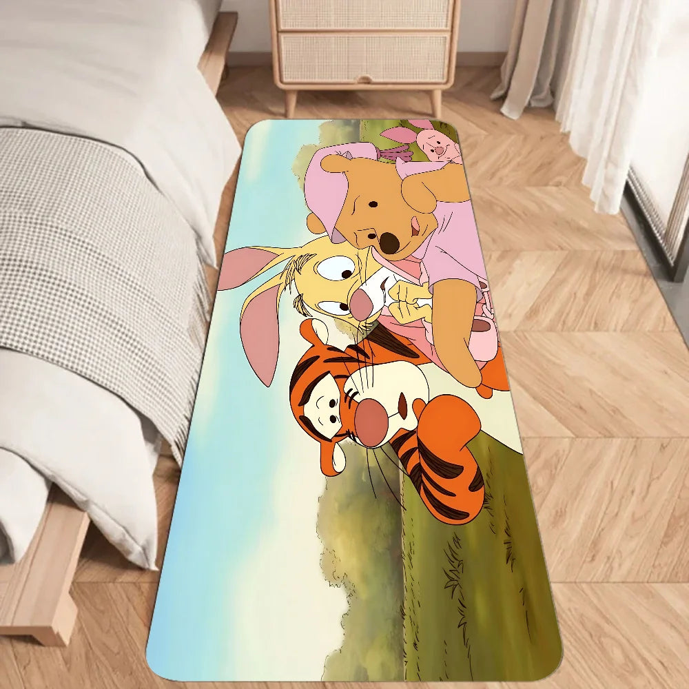 Cute Winnie the Pooh Flannel Doormat – Graphic Printed Floor Mat for Bathroom, Kitchen, and Home Entrance Decor