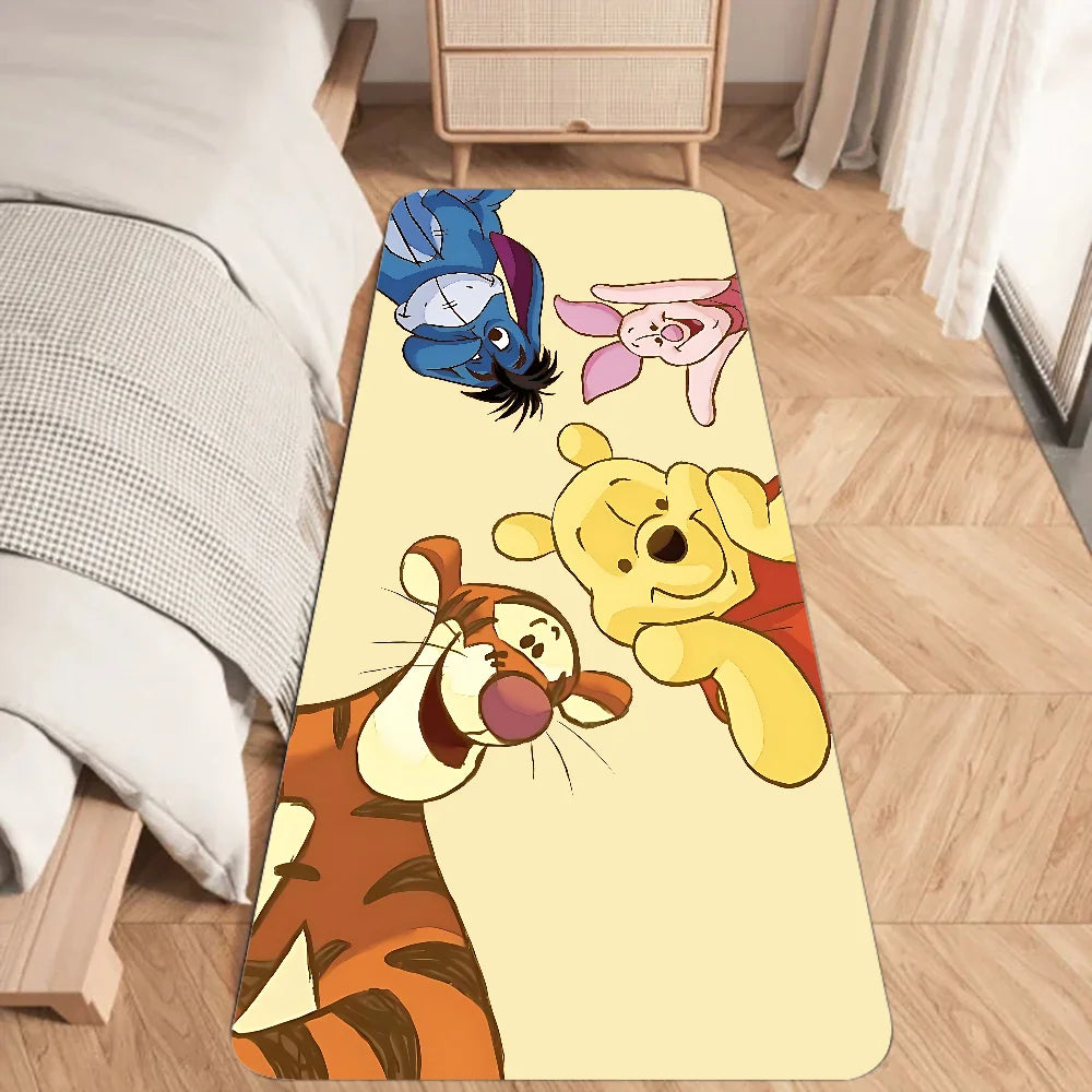 Cute Winnie the Pooh Flannel Doormat – Graphic Printed Floor Mat for Bathroom, Kitchen, and Home Entrance Decor